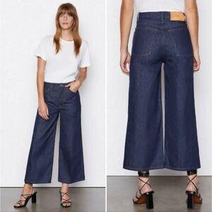 Frame Le Italien Wide Leg Cropped Jeans Women 27 Blue Vintag Wash High Rise NWOT